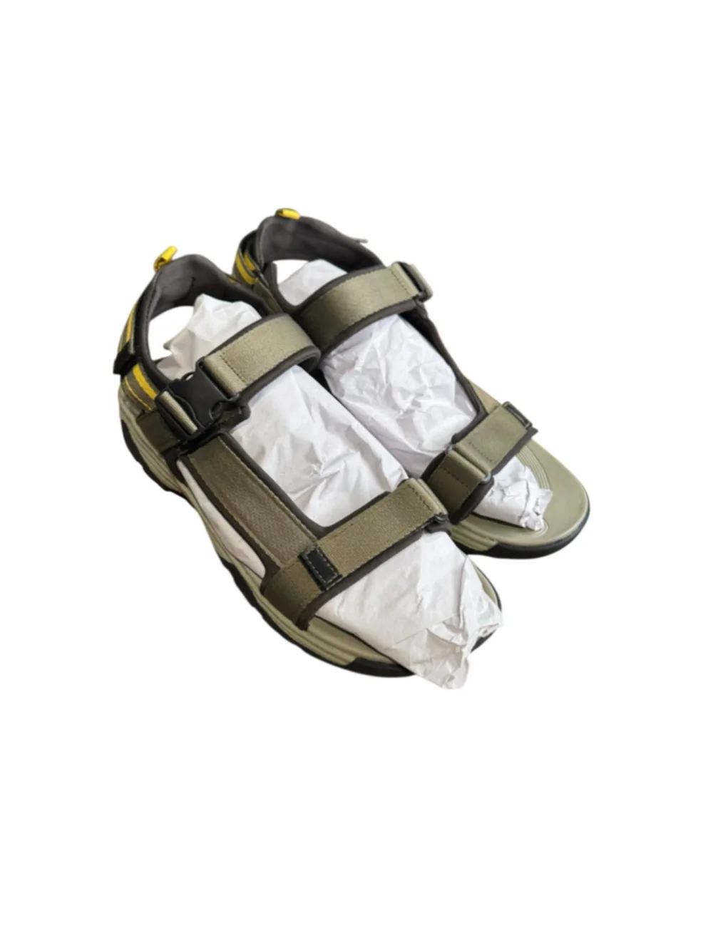 Men's Bass Trek Sandals Size 10 Olive and Yellow